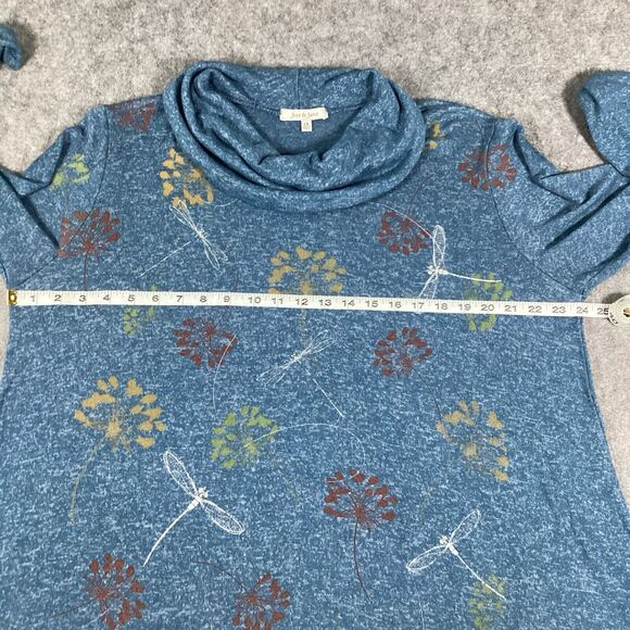 Jess & Jane Top Tunic Women X Large Blue Floral Cowl Neck Lagenlook Flowy - Picture 10 of 13